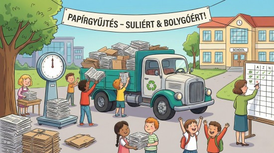 Papírgyűjtés illusztráció